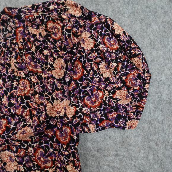 Ulla Johnson Top Womens 2 Evie Blouse Midnight Floral Puff Sleeve V-Neck - Picture 6 of 12